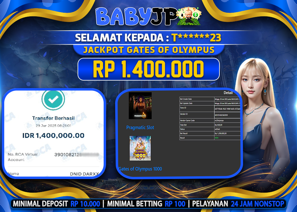 T******23 JACKPOT GATES OF OLYMPUS X1000,-LUNAS